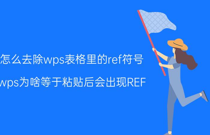 怎么去除wps表格里的ref符号 wps为啥等于粘贴后会出现REF？